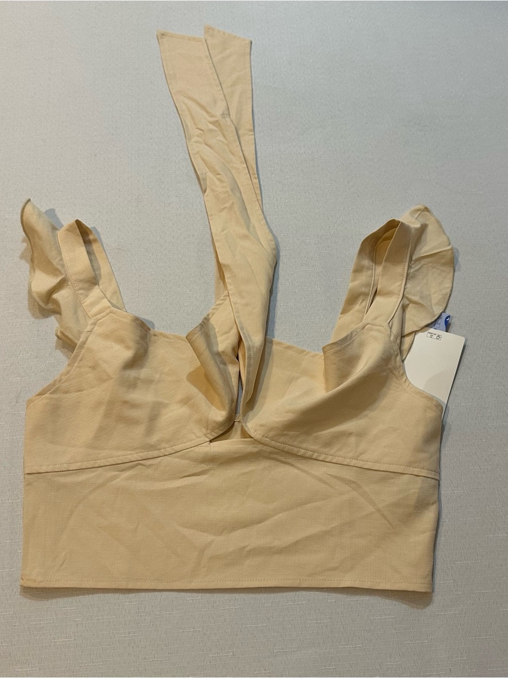 Cider Beige Tie Front Crop Top Size M NWT - Picture 10 of 15